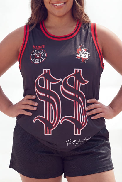 Reason Clothing Best Seller Scarface Money Power Women's Graphic Sleeveless Basketball Jersey - Bl