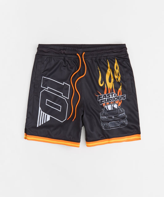 Reason Clothing Best Seller Fast & Furious Burnout Women's Basketball Mesh Shorts - Black