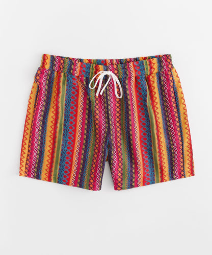 Reason Clothing Quality Tribal Stripe Women Plus Size Textured Shorts - Multicolor