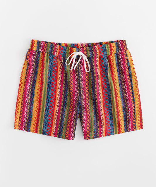 Reason Clothing Quality Tribal Stripe Women Plus Size Textured Shorts - Multicolor