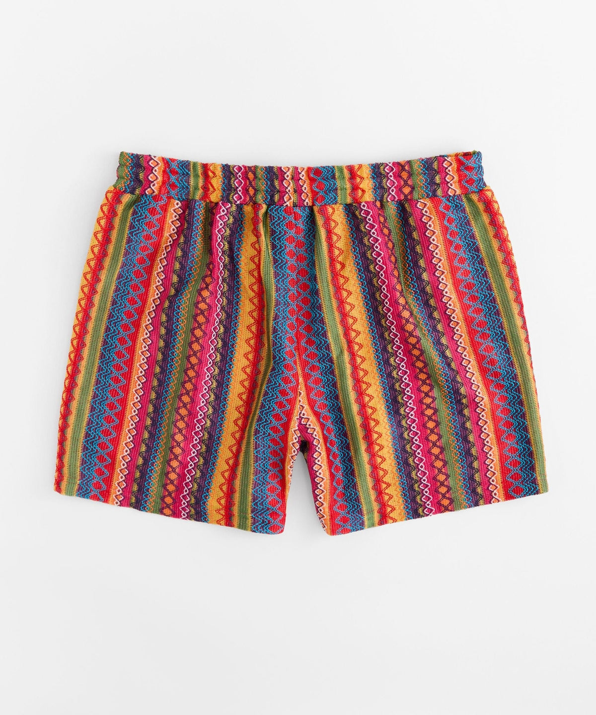 Reason Clothing Quality Tribal Stripe Women Plus Size Textured Shorts - Multicolor