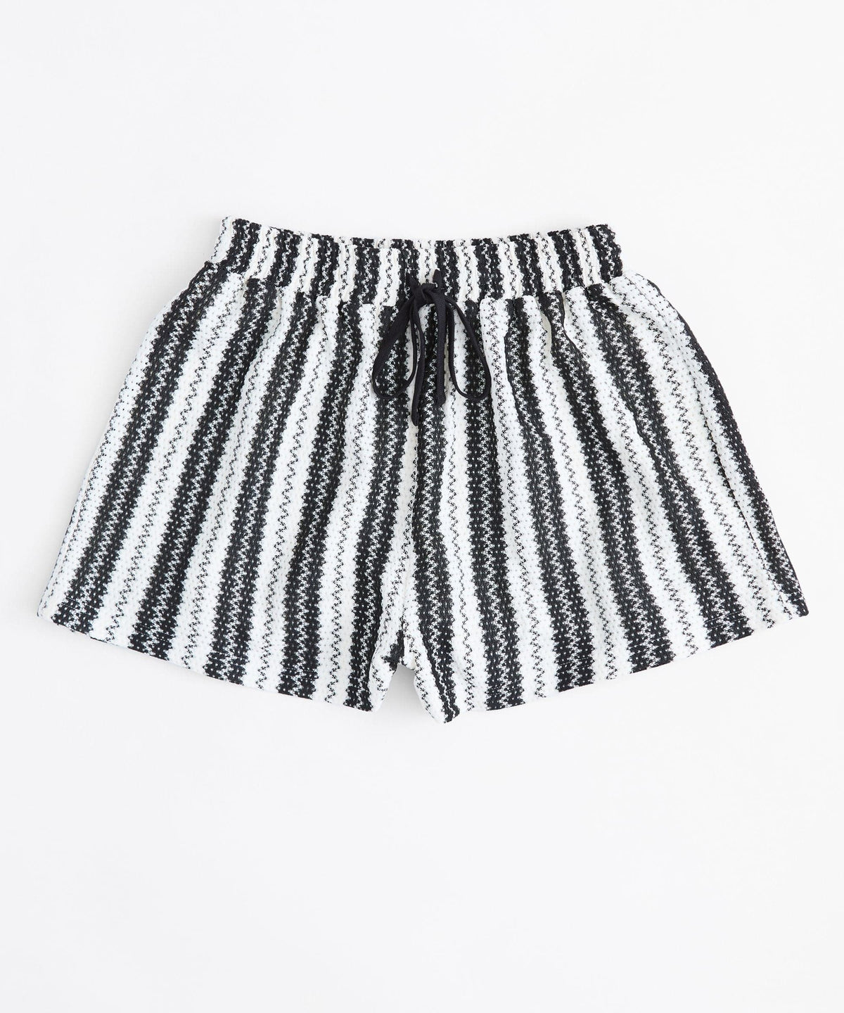 Reason Clothing Premium Cabana Women Plus Size Textured Knit Shorts - Black/White