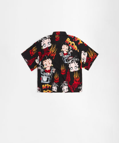 Reason Clothing Trending Betty Boop Road Rebel Women's Plus Size Short Sleeve Shirt - Black