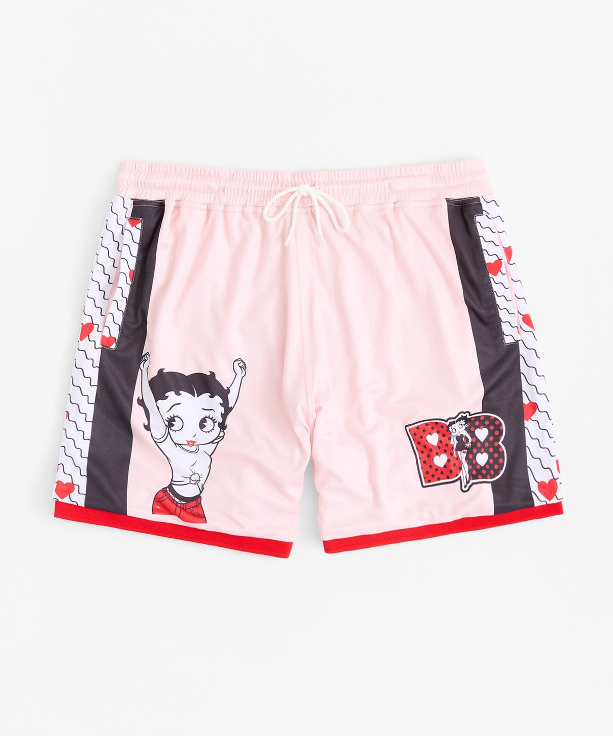 Reason Clothing New Betty Boop Sweetheart Women's Plus Size Basketball Mesh Shorts - Pink