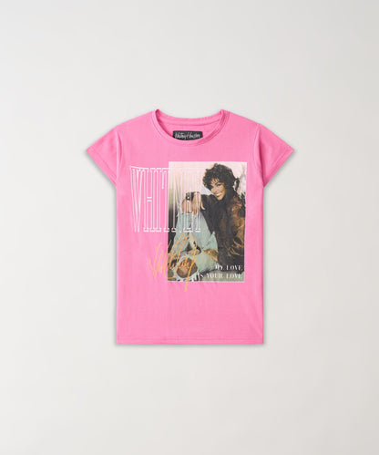 Reason Clothing Great Value Kids Whitney Houston Short Sleeve Tee - Pink