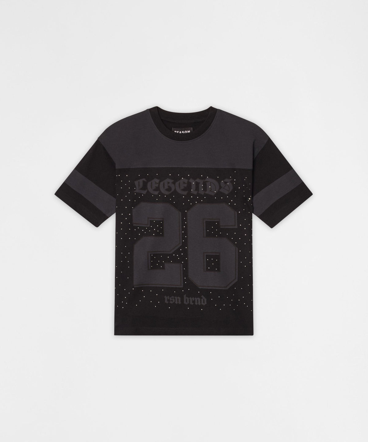 Reason Clothing Sale Kids Football Rhinestone Short Sleeve Tee - Black