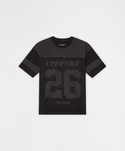 Reason Clothing Sale Kids Football Rhinestone Short Sleeve Tee - Black