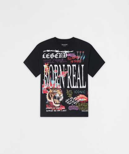 Reason Clothing Signature Kids Born Real Short Sleeve Tee - Black