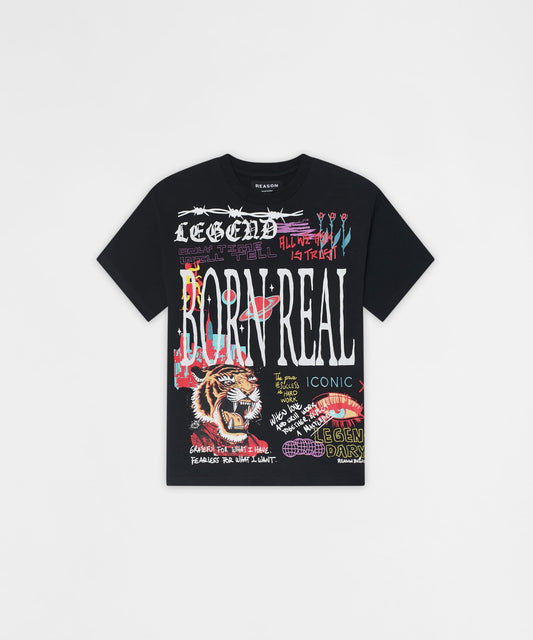 Reason Clothing Signature Kids Born Real Short Sleeve Tee - Black