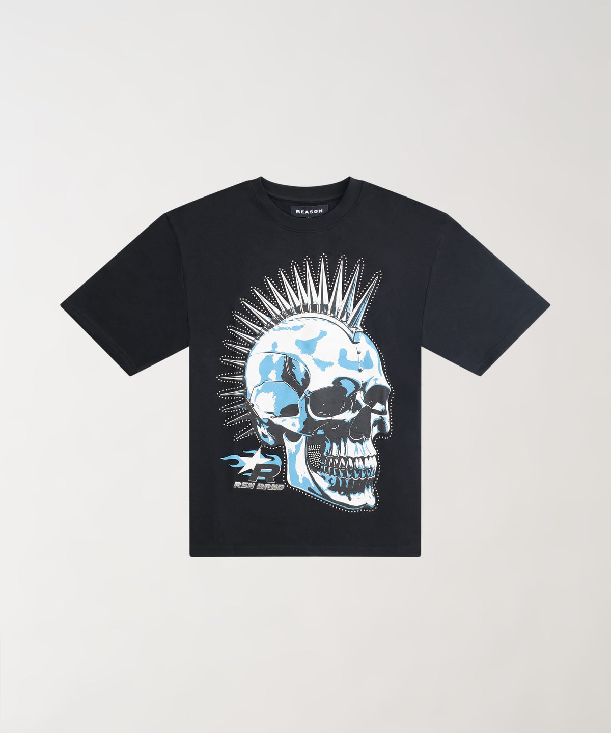 Reason Clothing Hot Sale Kids Skull Rhinestone Short Sleeve Tee - Blue