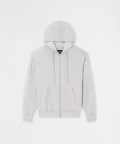 Reason Clothing Top Pick Essential Boxy Fit Zip Up Hoodie - Heather Grey