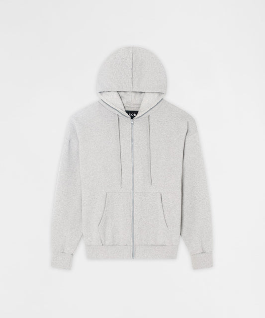 Reason Clothing Top Pick Essential Boxy Fit Zip Up Hoodie - Heather Grey