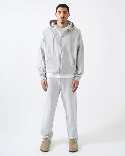 Reason Clothing Top Pick Essential Boxy Fit Zip Up Hoodie - Heather Grey