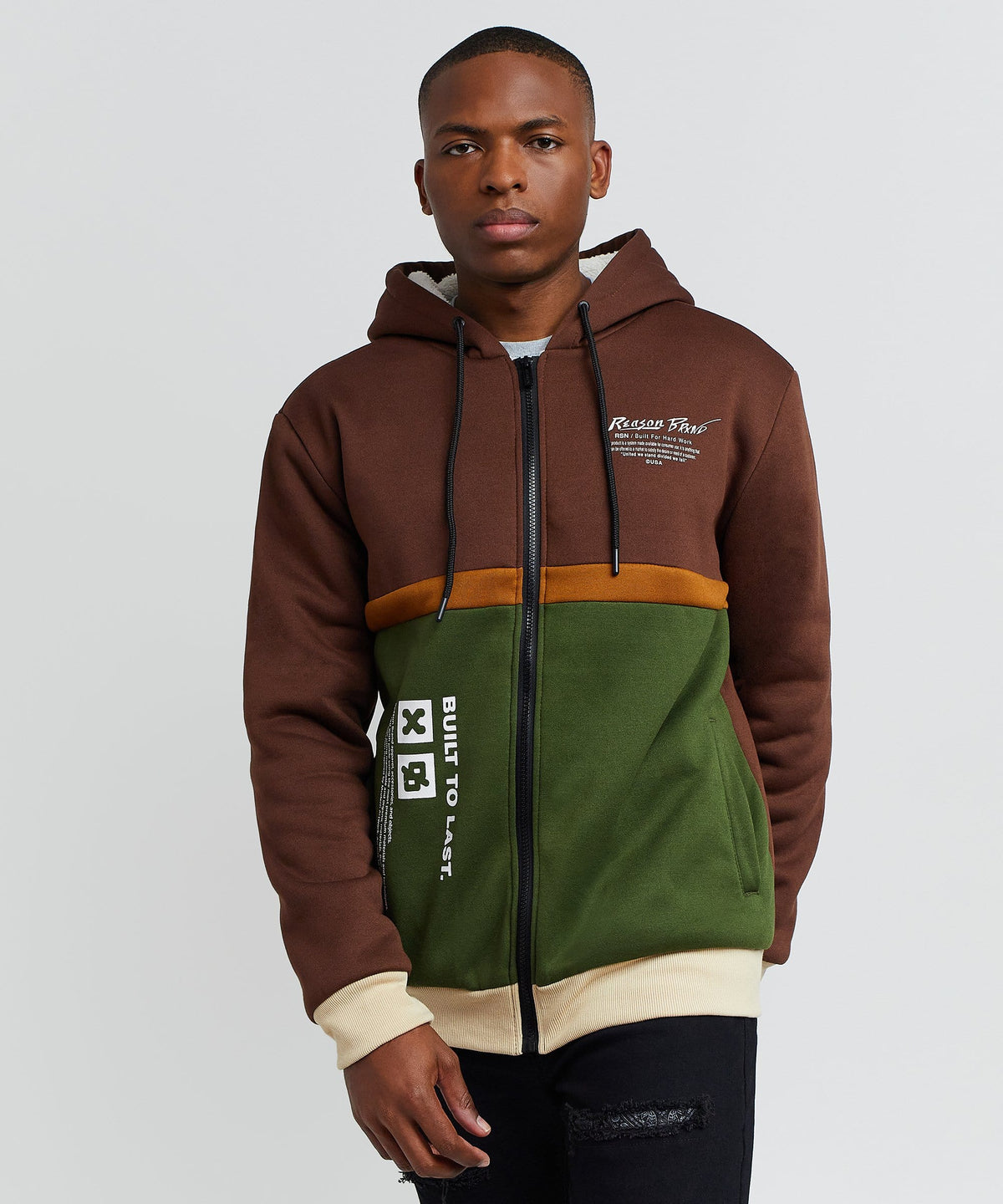 Reason Clothing Exclusive Ryan Zip Up Sherpa Hoodie