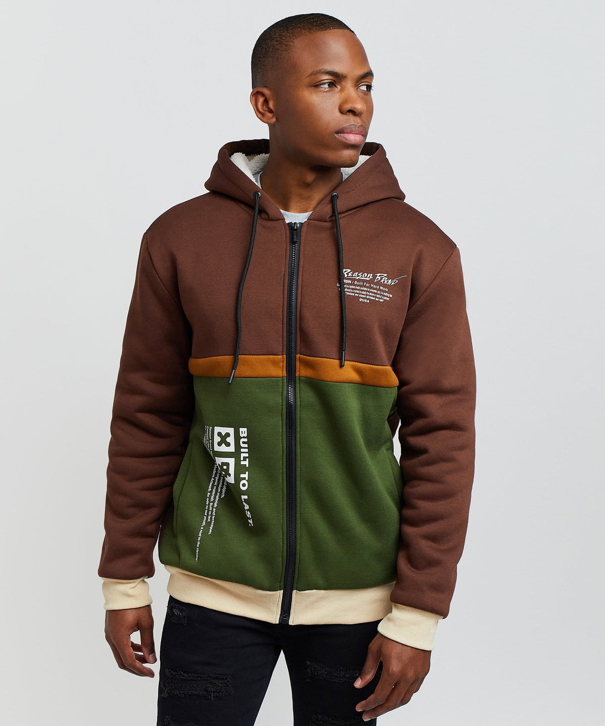 Reason Clothing Exclusive Ryan Zip Up Sherpa Hoodie
