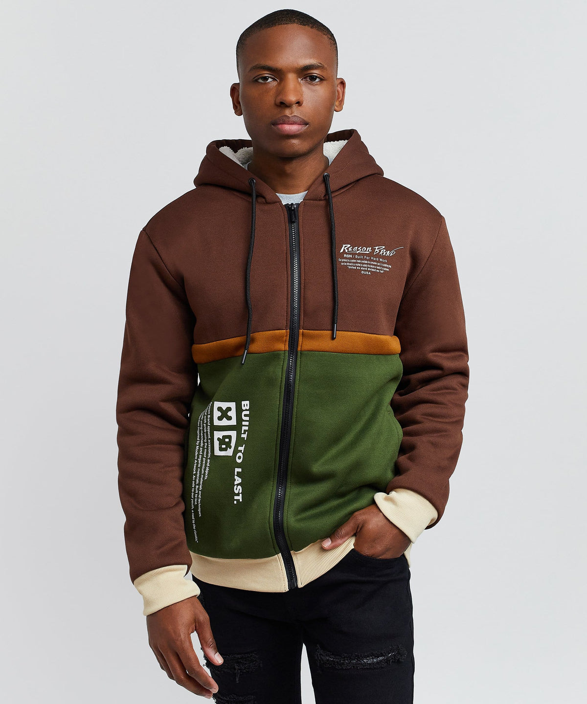 Reason Clothing Exclusive Ryan Zip Up Sherpa Hoodie