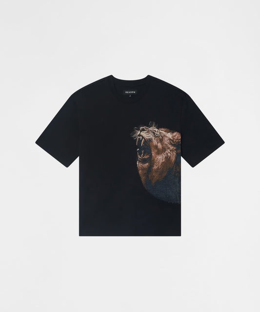 Reason Clothing Sale King's Roar Tapestry Short Sleeve Tee - Black