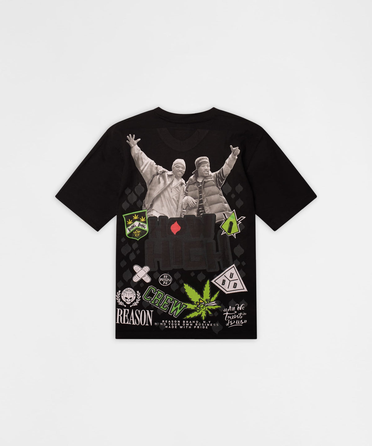 Reason Clothing Deals How High Crew Embroidered Short Sleeve Tee - Black
