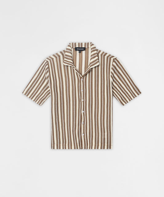 Reason Clothing Trusted Knitted Button Down Shirt - Brown