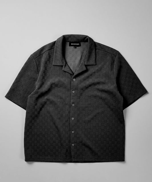 Reason Clothing Special Offer Jacquard Knit Shirt - Black