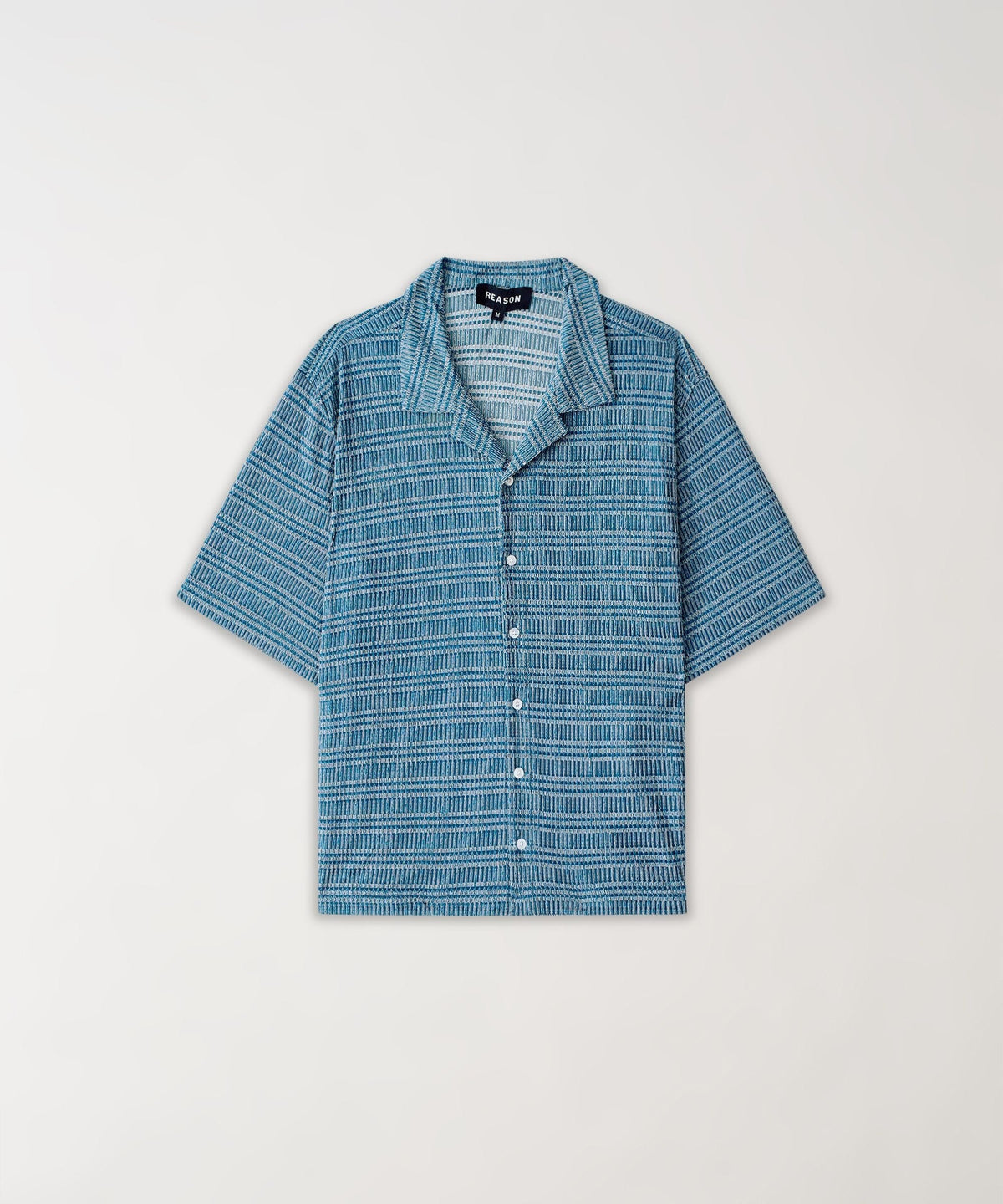 Reason Clothing Latest Textured Streamlined Button Down Shirt - Blue