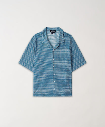 Reason Clothing Latest Textured Streamlined Button Down Shirt - Blue