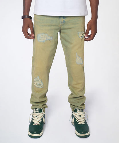 Reason Clothing Sale Essential Distressed Skinny Jeans - Vintage Blue