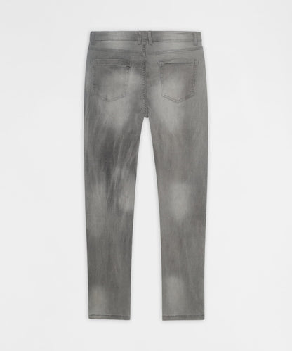 Reason Clothing Signature Floral Rhinestone Distressed Skinny Jeans - Grey