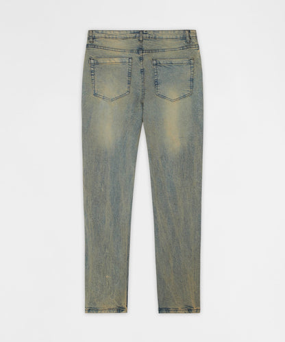 Reason Clothing Quality Ladder Distressed Studded Skinny Jean - Blue