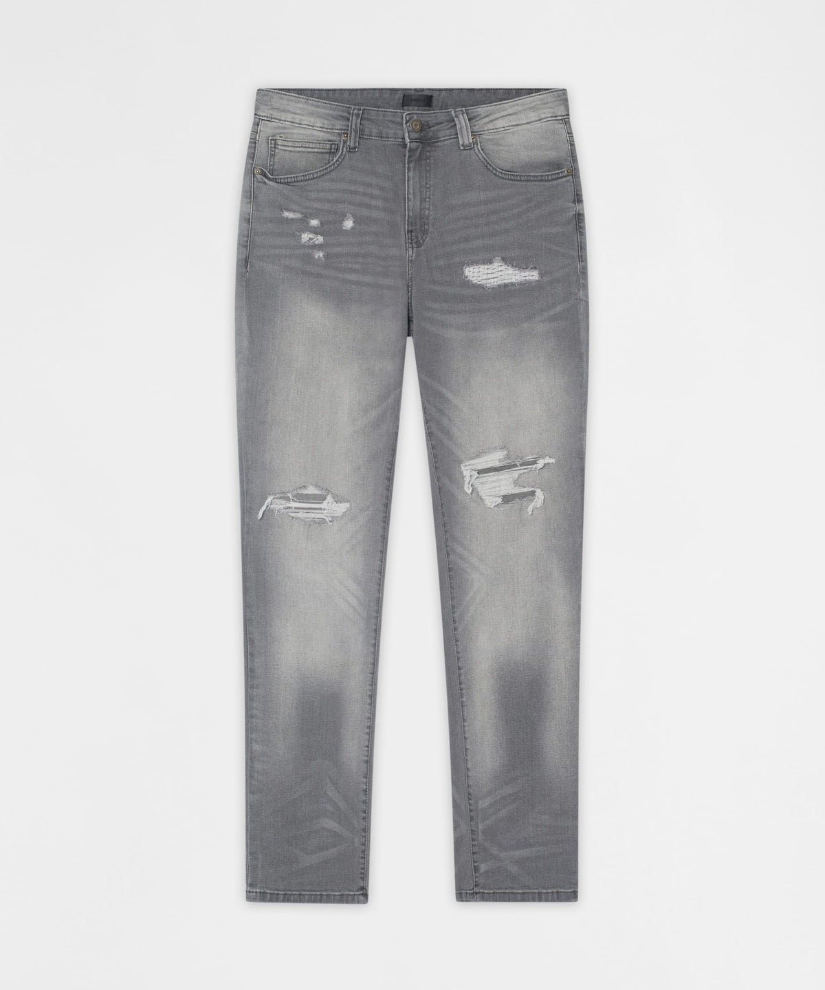 Reason Clothing Best Seller Fade Away Distressed Skinny Jeans - Grey
