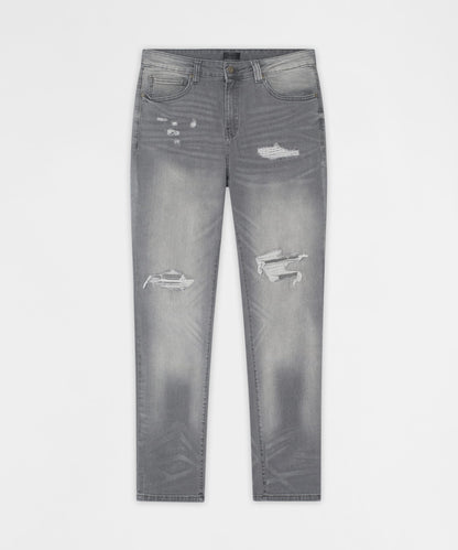Reason Clothing Best Seller Fade Away Distressed Skinny Jeans - Grey