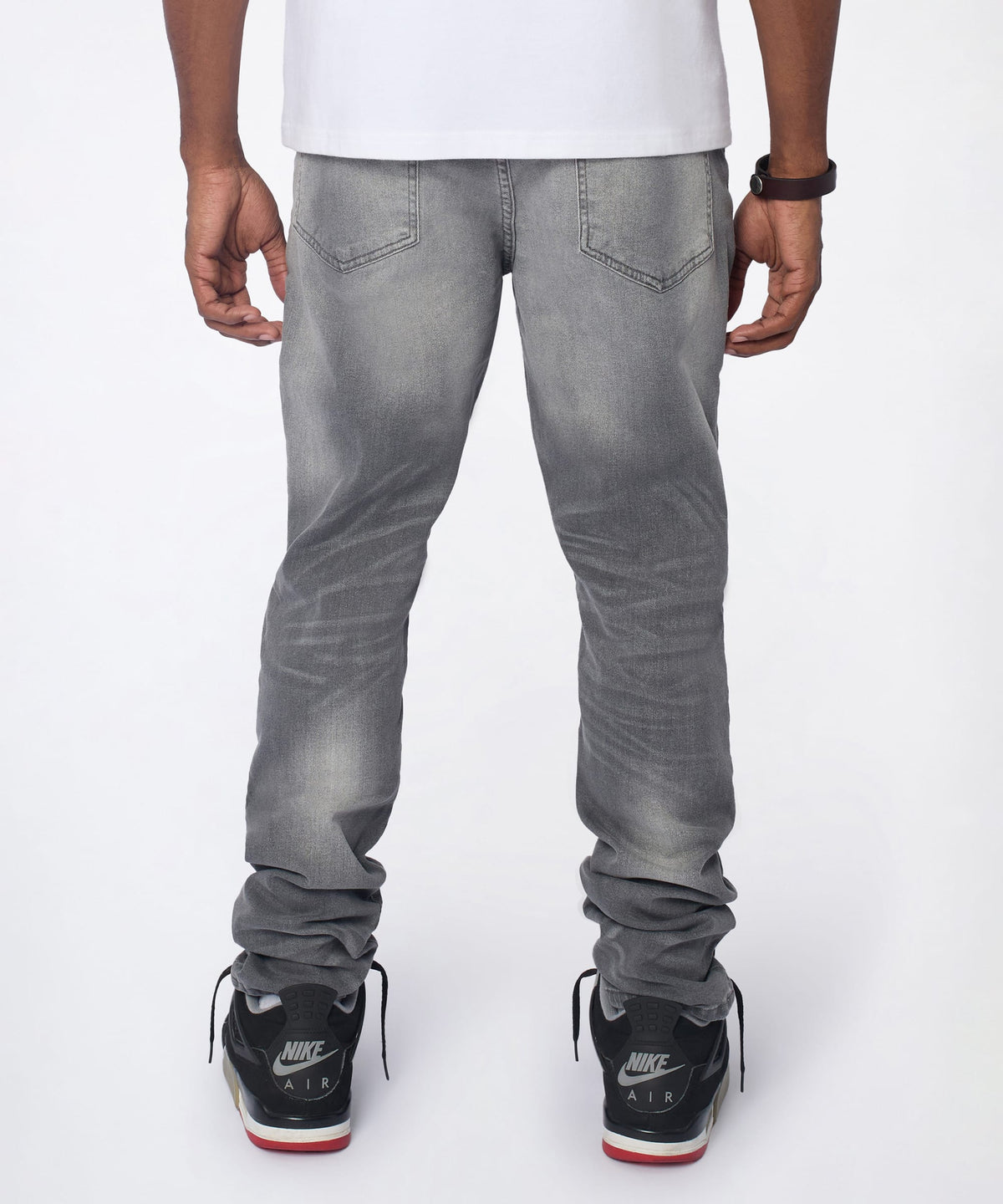 Reason Clothing Best Seller Fade Away Distressed Skinny Jeans - Grey