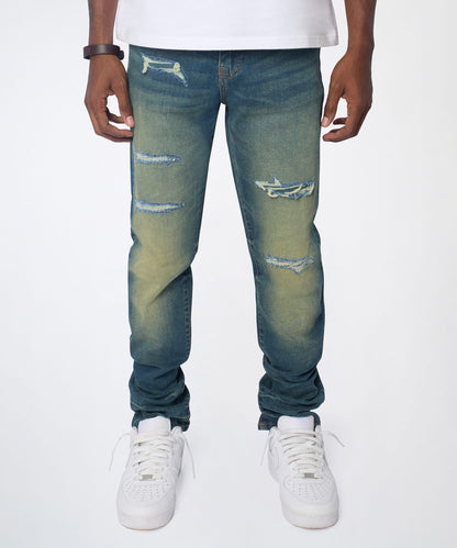 Reason Clothing Best Price Everyday Distressed Skinny Jeans - Vintage Blue