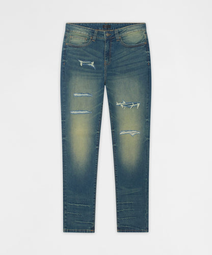 Reason Clothing Best Price Everyday Distressed Skinny Jeans - Vintage Blue