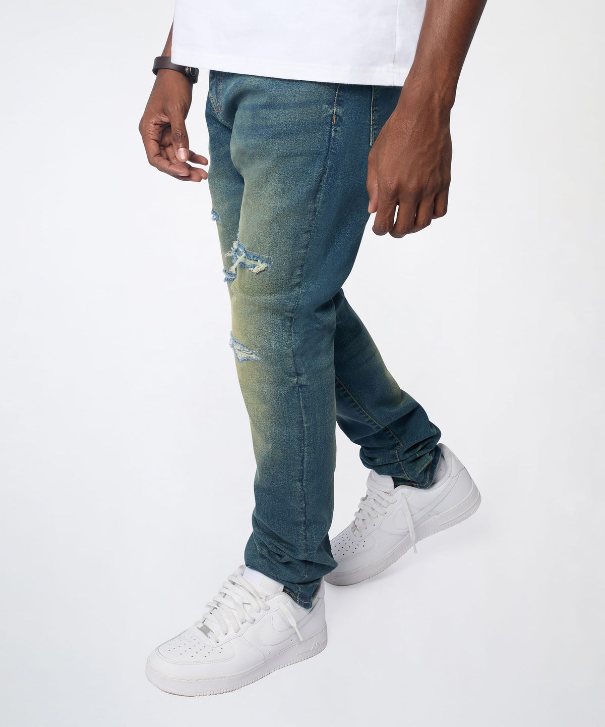 Reason Clothing Best Price Everyday Distressed Skinny Jeans - Vintage Blue