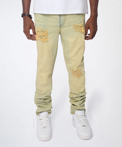 Reason Clothing Discount Mended Distressed Skinny Jeans - Light Blue