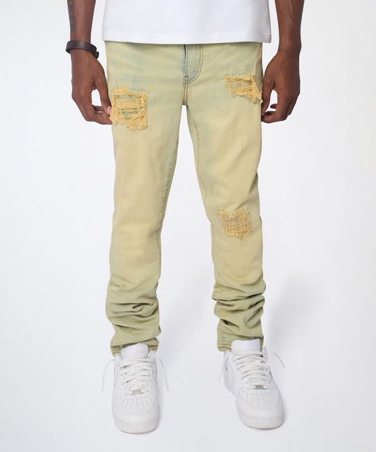 Reason Clothing Discount Mended Distressed Skinny Jeans - Light Blue