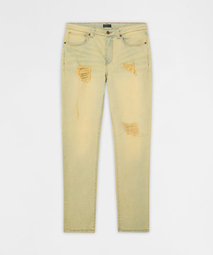 Reason Clothing Discount Mended Distressed Skinny Jeans - Light Blue