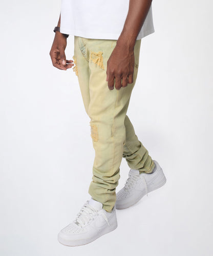 Reason Clothing Discount Mended Distressed Skinny Jeans - Light Blue