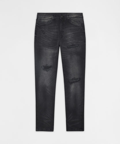 Reason Clothing Value Midnight Distressed Skinny Jeans - Black