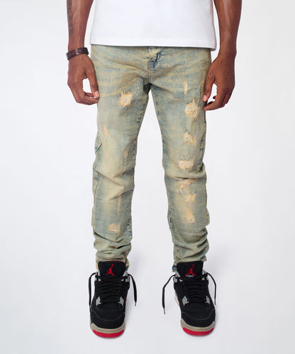 Reason Clothing Value Vintage Distressed Skinny Jeans - Light Blue