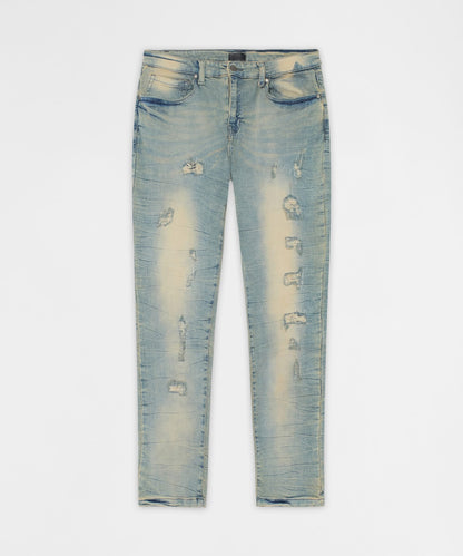 Reason Clothing Value Vintage Distressed Skinny Jeans - Light Blue