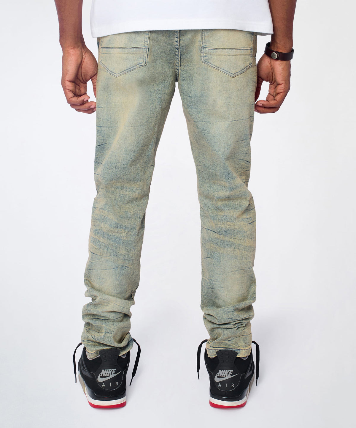Reason Clothing Value Vintage Distressed Skinny Jeans - Light Blue