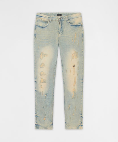 Reason Clothing Value Ladder Distressed Skinny Jeans - Light Blue