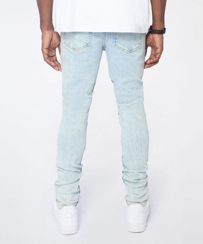 Reason Clothing Best Seller Light Wash Distressed Skinny Jeans - Light Blue