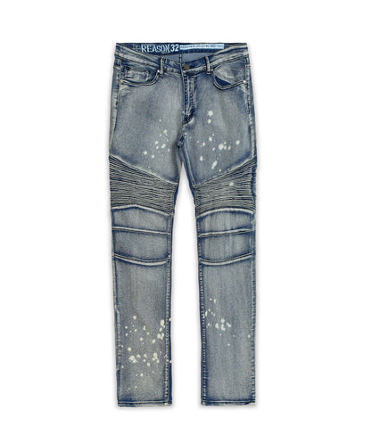 Reason Clothing Smart Buy Splatter Moto Plus Size Skinny Jeans - Blue