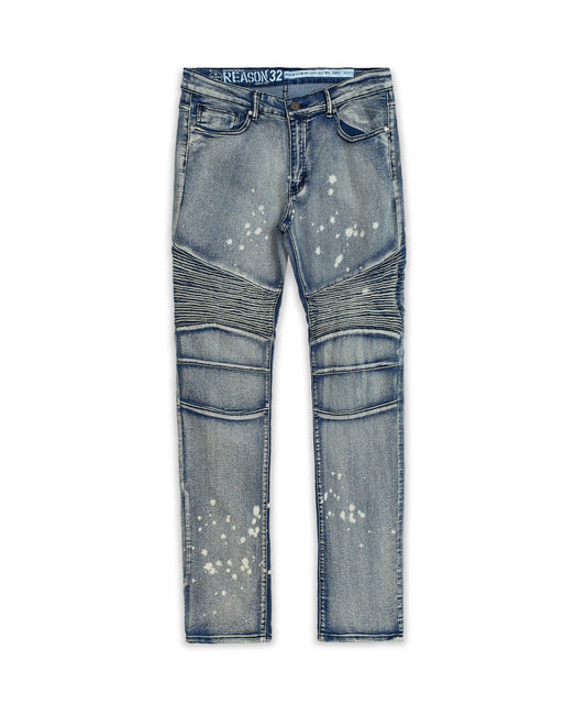 Reason Clothing Smart Buy Splatter Moto Plus Size Skinny Jeans - Blue