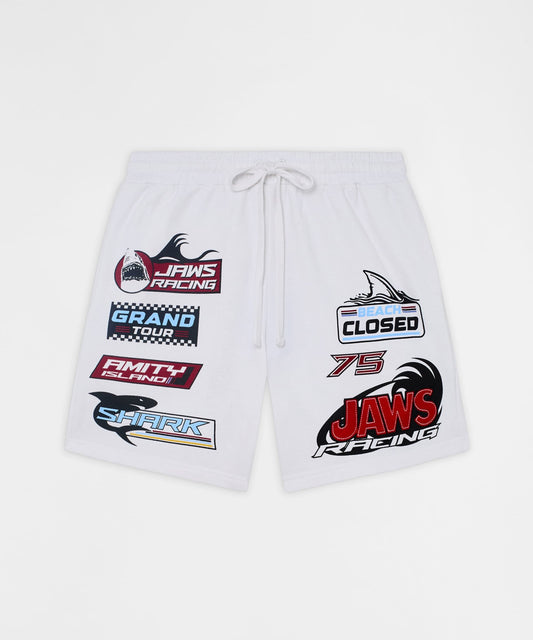Reason Clothing Smart Buy Jaws Applique Racing Short - Cream