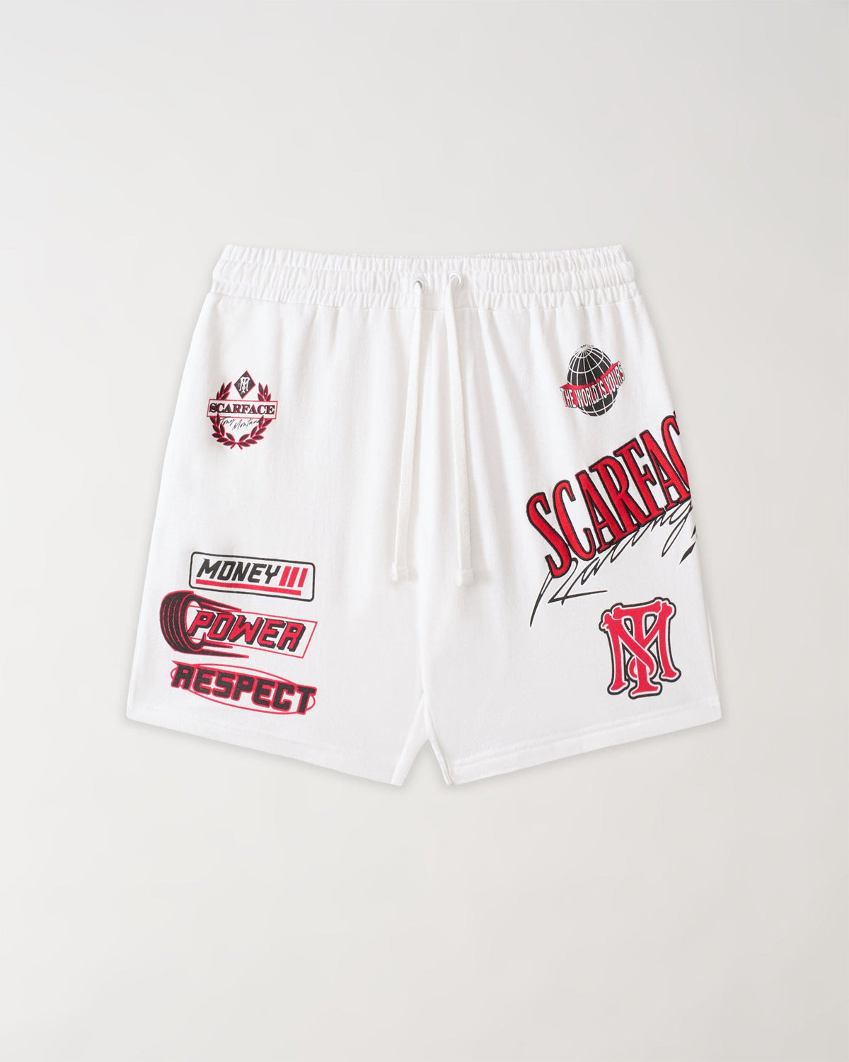 Reason Clothing Top Pick Scarface Applique Racing Short - White