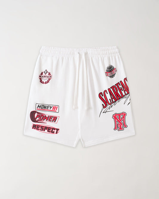 Reason Clothing Top Pick Scarface Applique Racing Short - White